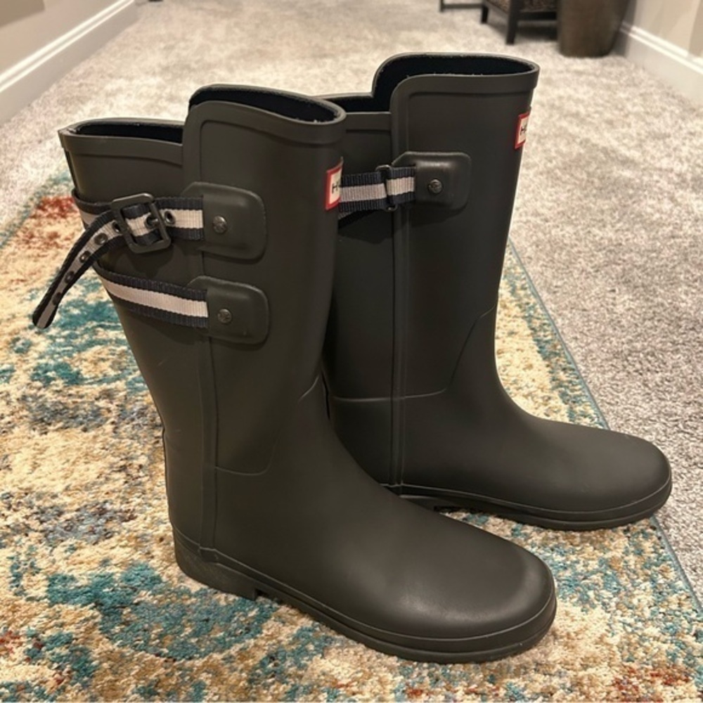 ✨ Hunter Original Refined Short Rain Boots charcoal gray - 8 - worn 5x RARE 🔥 - Picture 3 of 11
